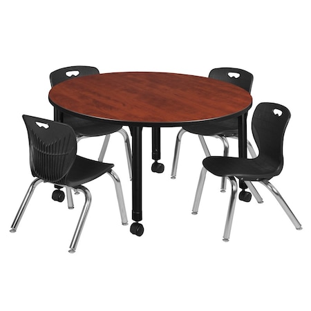 Regency Tables > Height Adjustable > Round Mobile Table & Chair Sets, 48 W, 48 L, 23-34 H, Cherry TB48RNDCHAPCBK45BK
